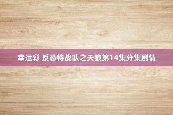幸运彩 反恐特战队之天狼第14集分集剧情