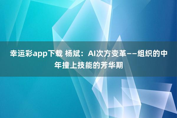 幸运彩app下载 杨斌：AI次方变革——组织的中年撞上技能的芳华期