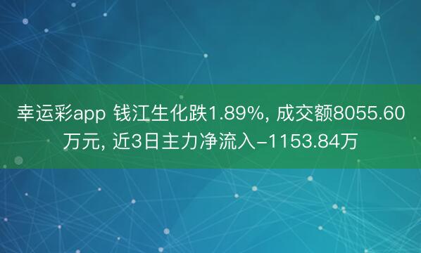 幸运彩app 钱江生化跌1.89%， 成交额8055.60万元， 近3日主力净流入-1153.84万